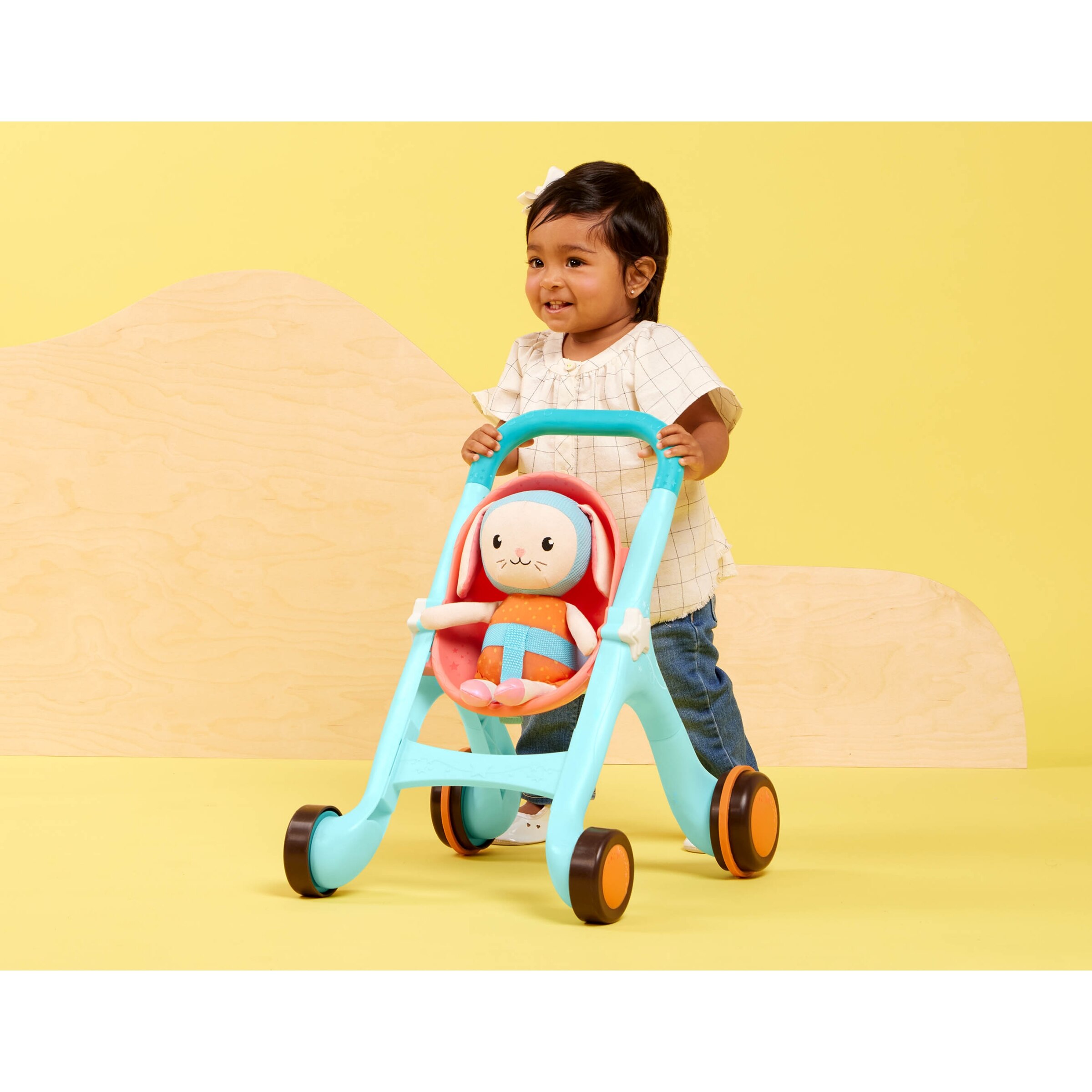 B. Toys Happy Strolling Toy Stroller & Plush Bunny Willowbrook