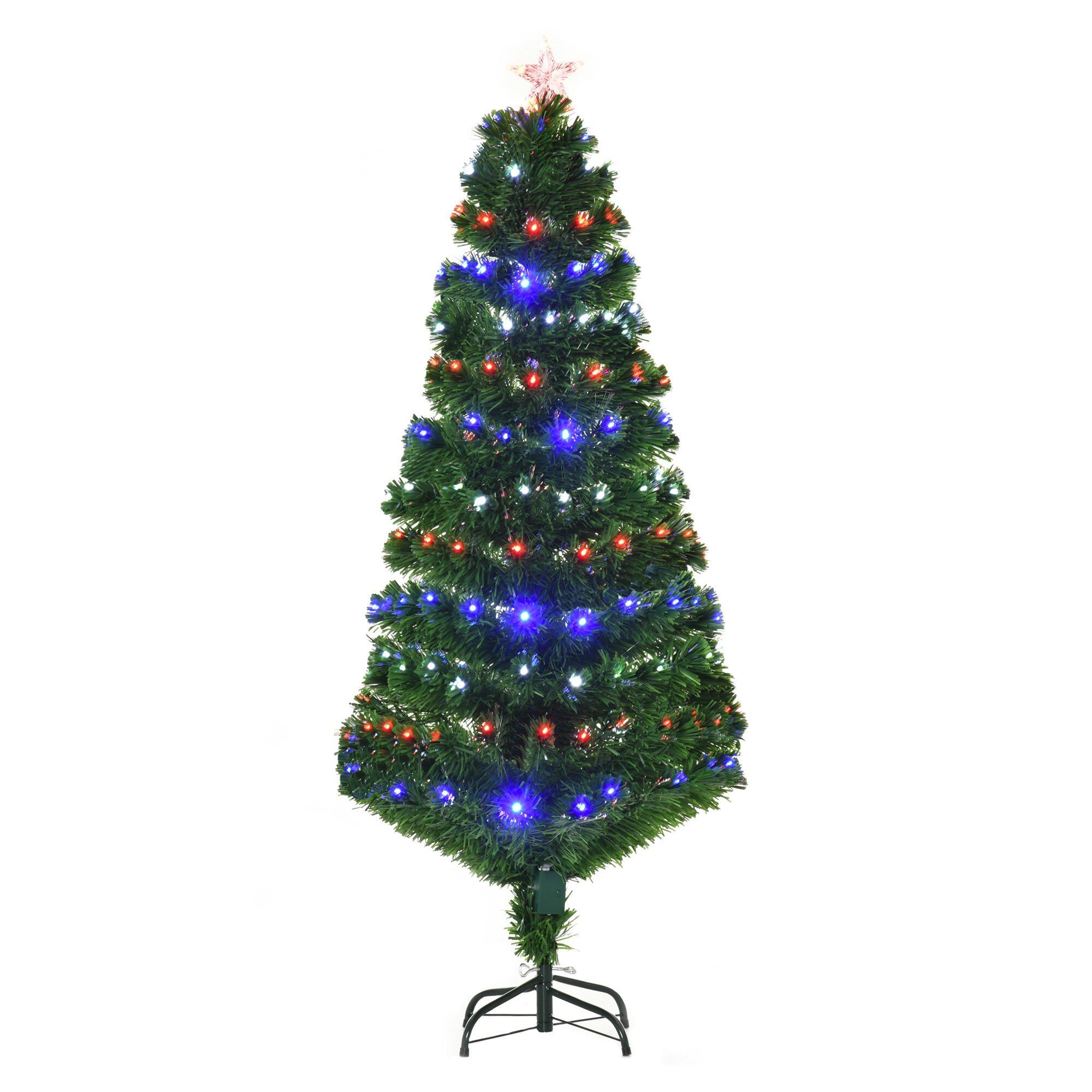 Homcom 5ft Pre-lit Fiber Optic Christmas Tree With 180 Led 