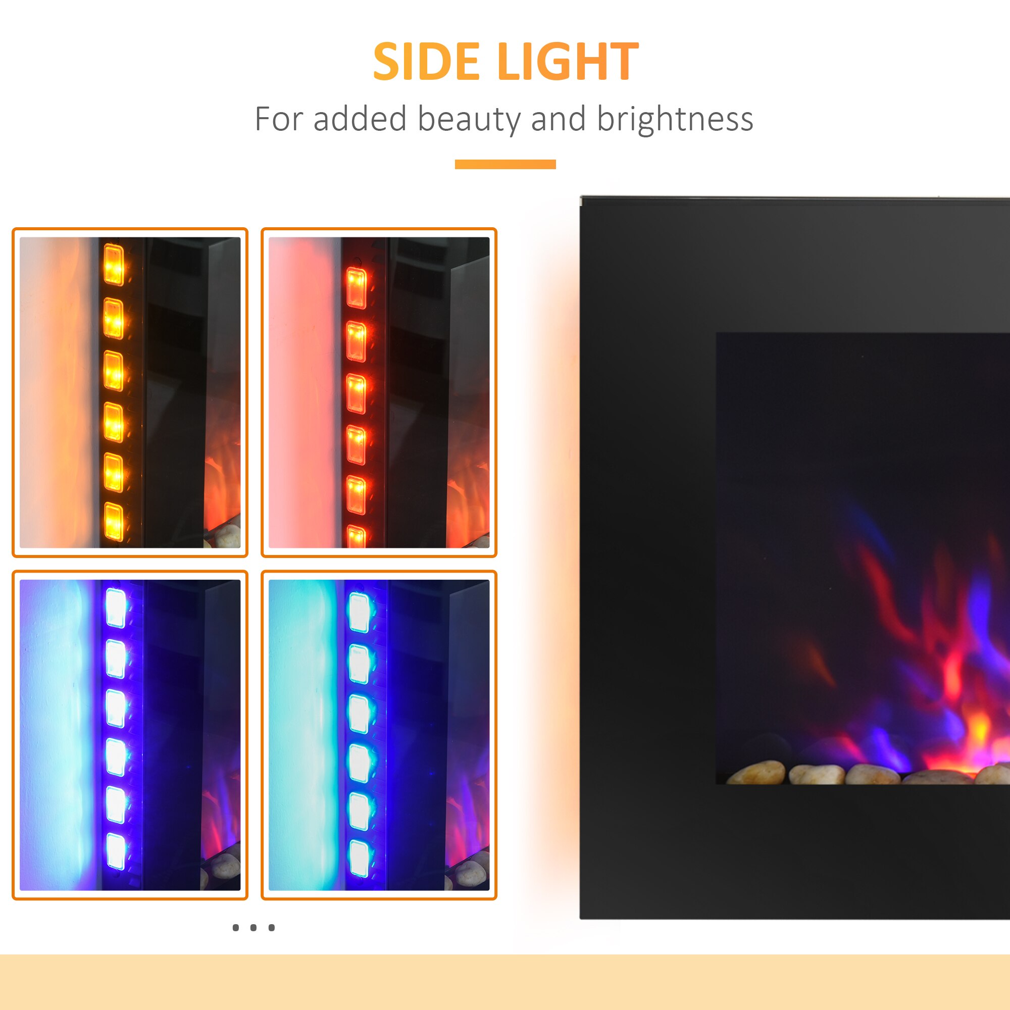 36" WallMounted Electric Fireplace, 750/1500W Fireplace Heater