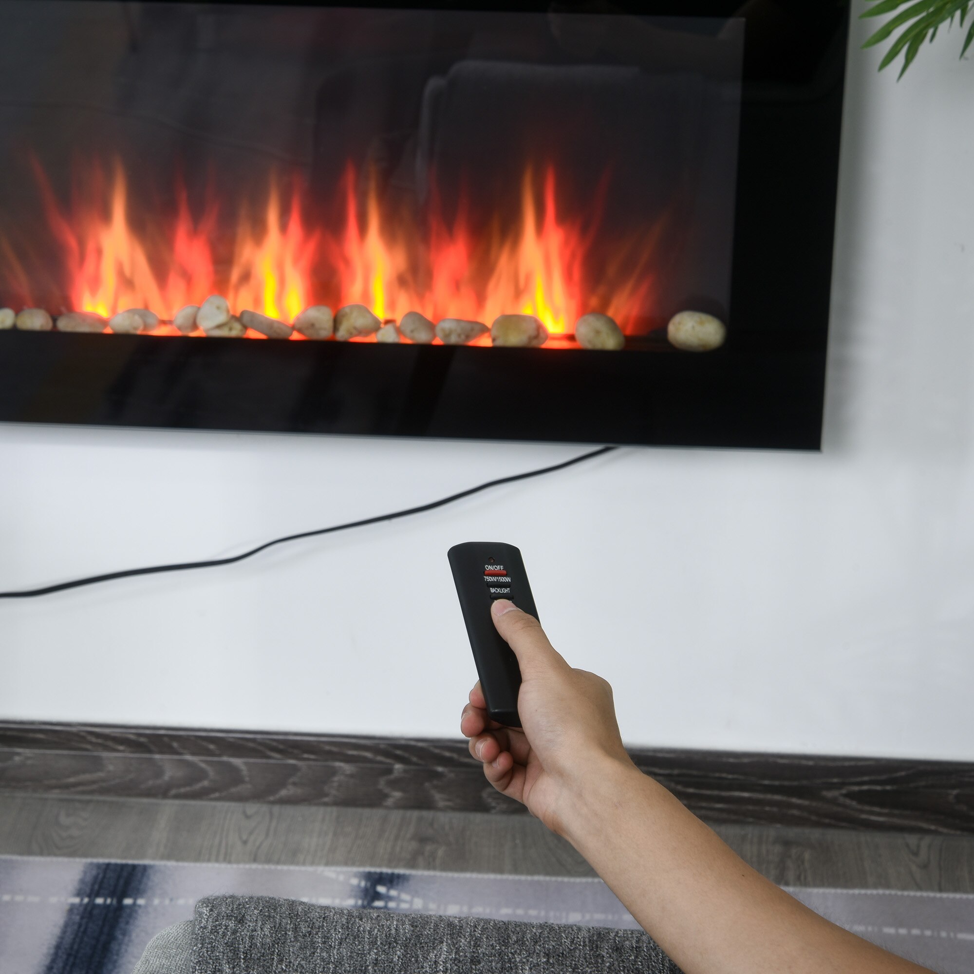 36" WallMounted Electric Fireplace, 750/1500W Fireplace Heater