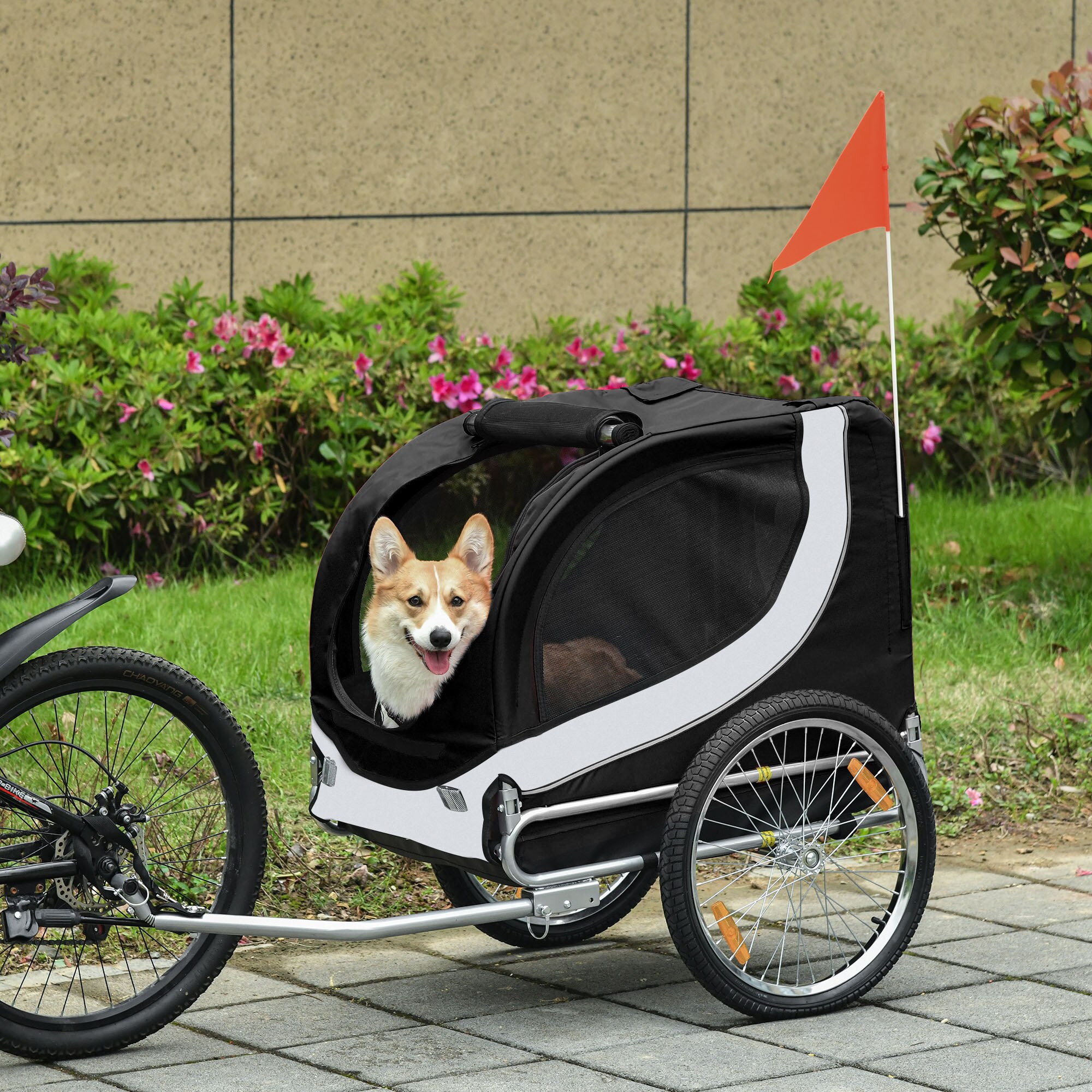 Pawhut folding shop dog bike trailer