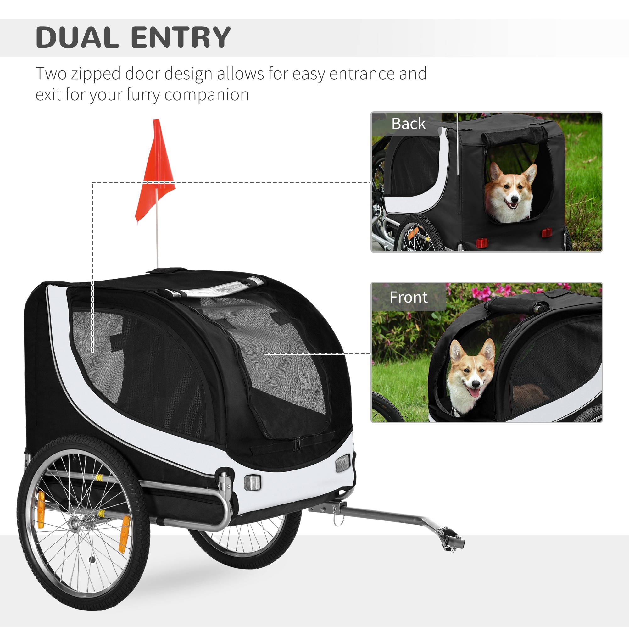 Pawhut Dog Bike Trailer Foldable Pet Cart, Black Bramalea City Centre