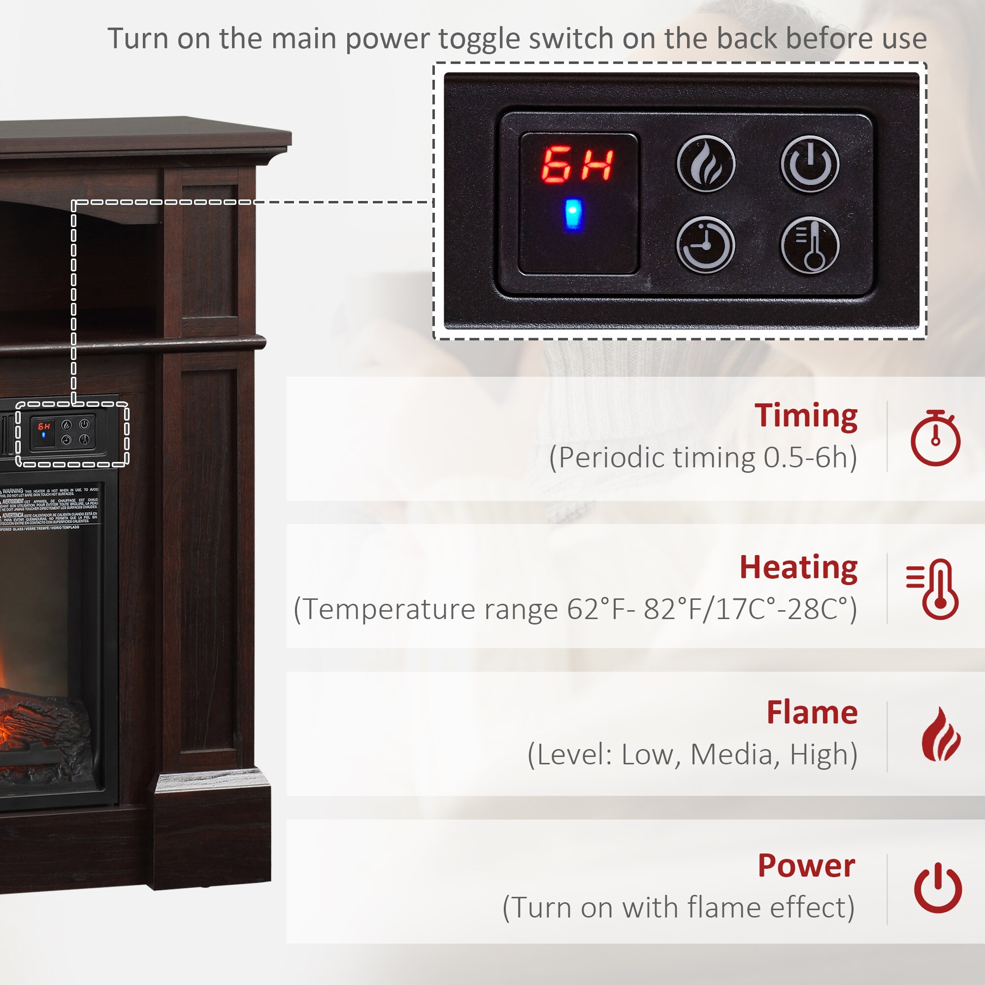 Electric Fireplace Heater With Mantel, Freestanding Fireplace