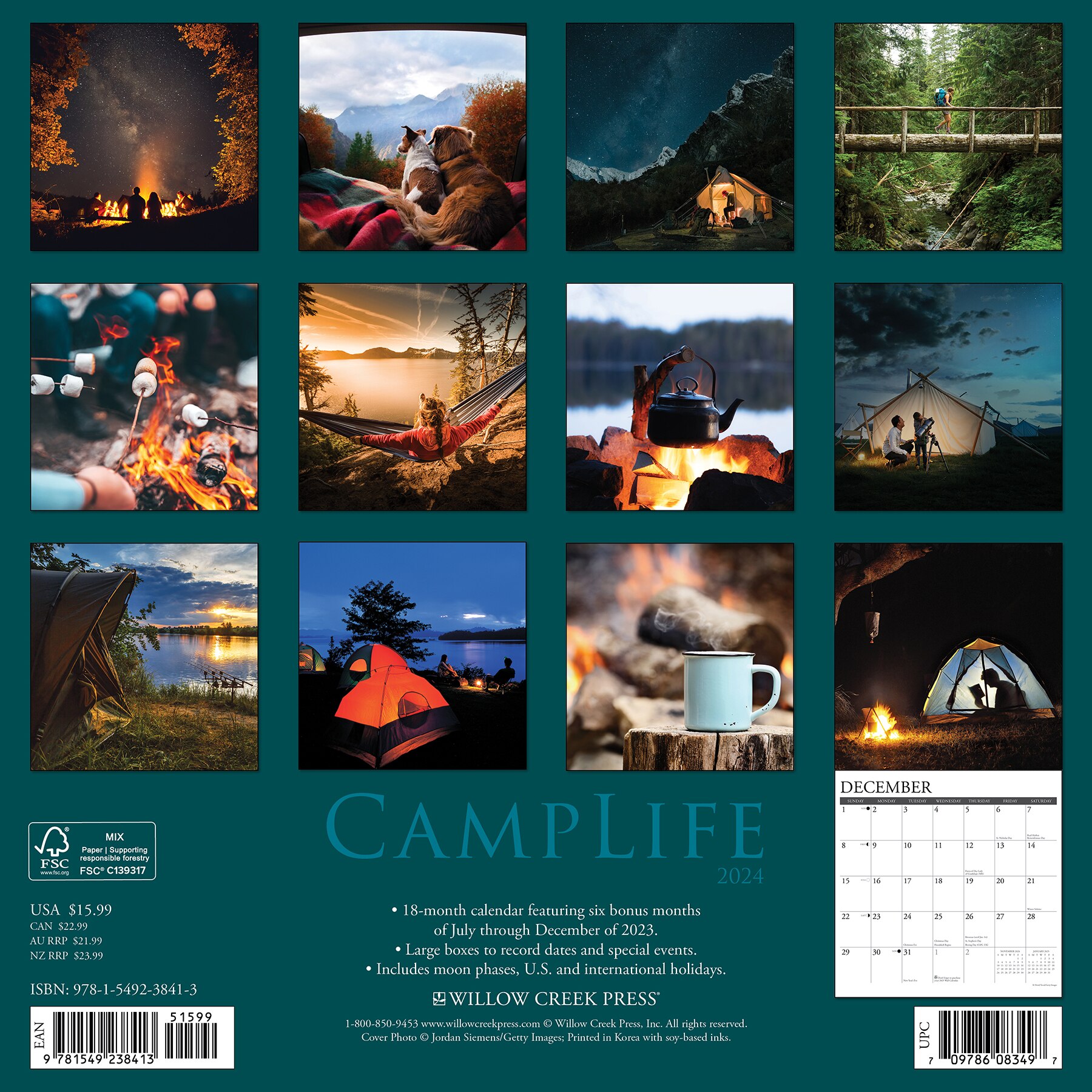 Willow Creek Press 2024 Wall 12 X 12 Calendar Camp Life Willowbrook