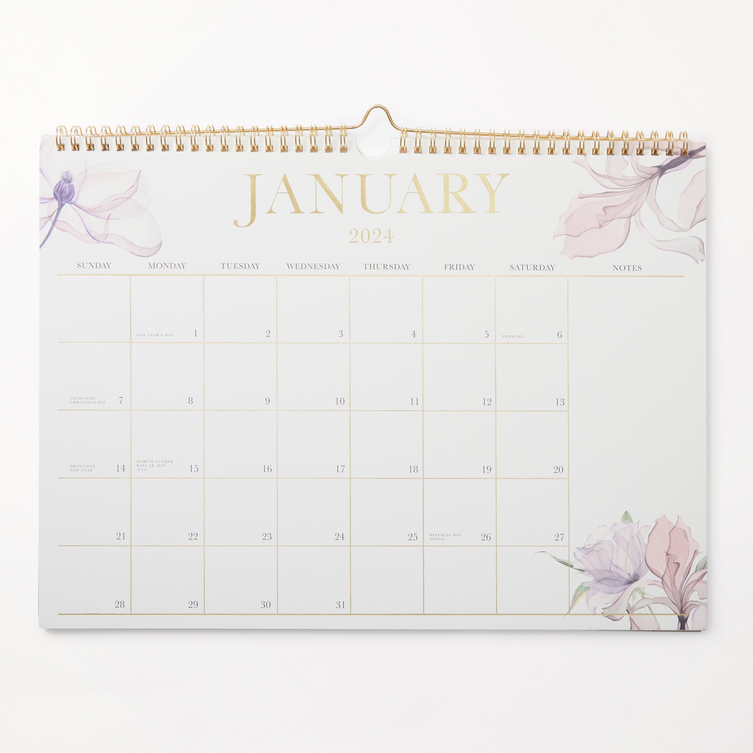 Hobbry 2024 12Month Horizontal Spiral Wall Calendar, Watercolour