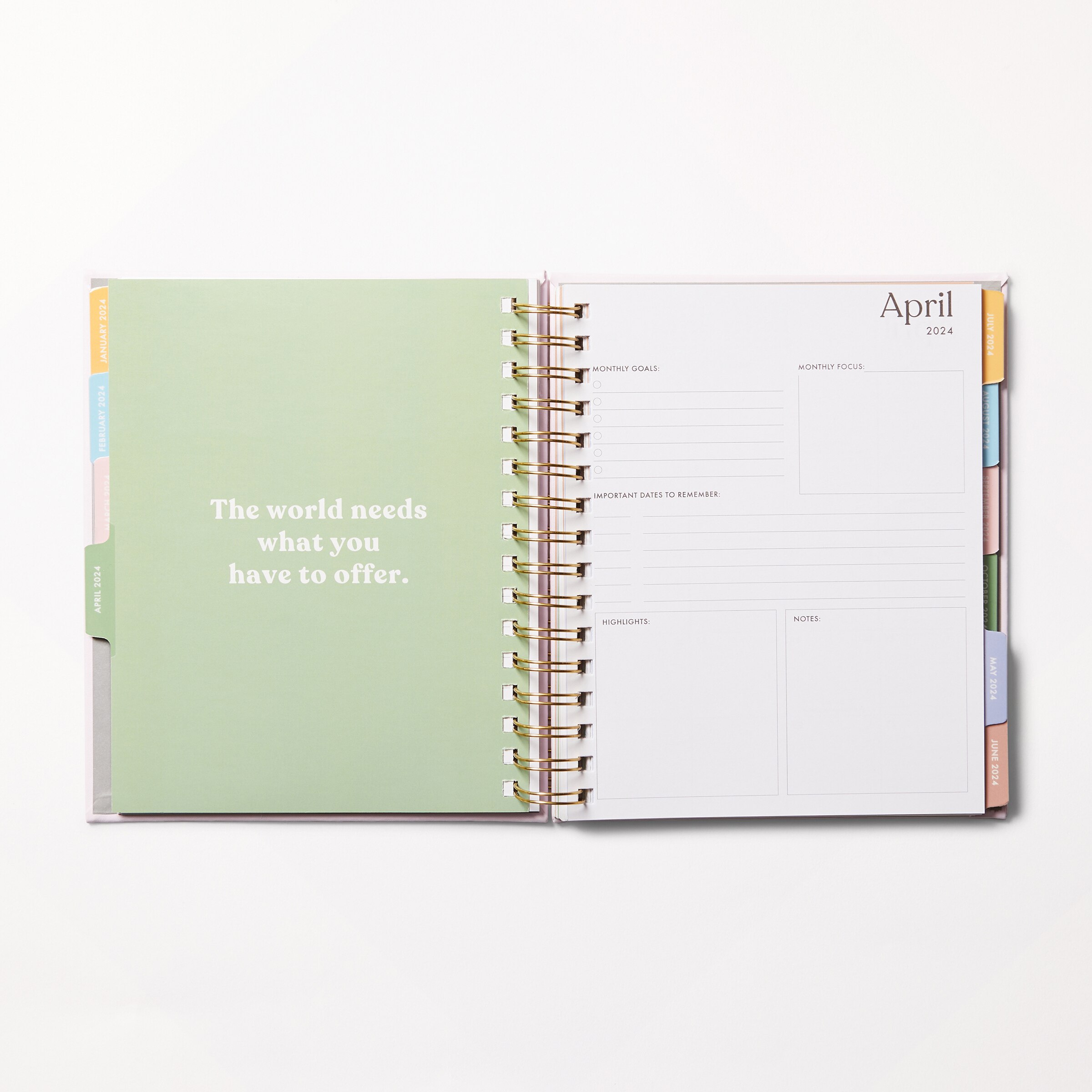 Eccolo 2024 12Month Spiral Agenda, Pink Block Number Willowbrook