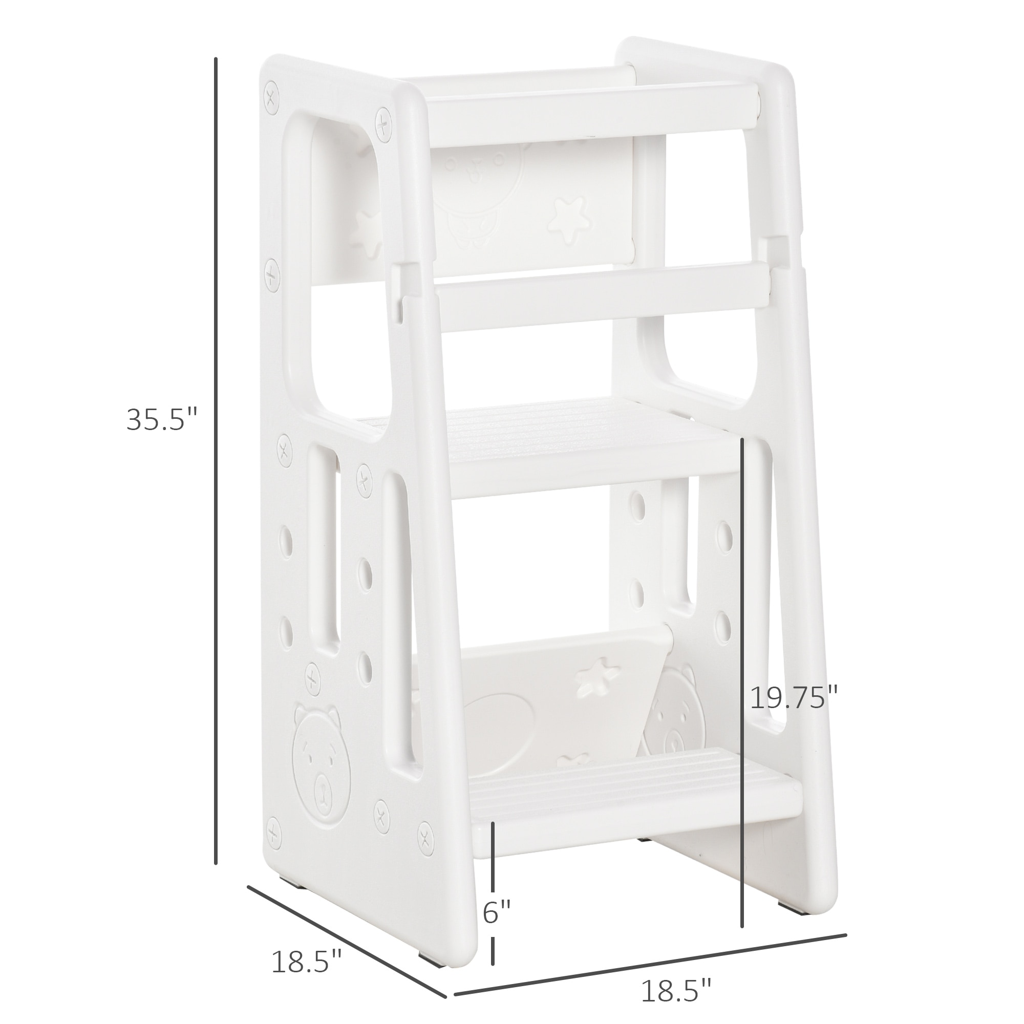 Qaba Toddler Kitchen Helper 2 Step Stool With Adjustable Height