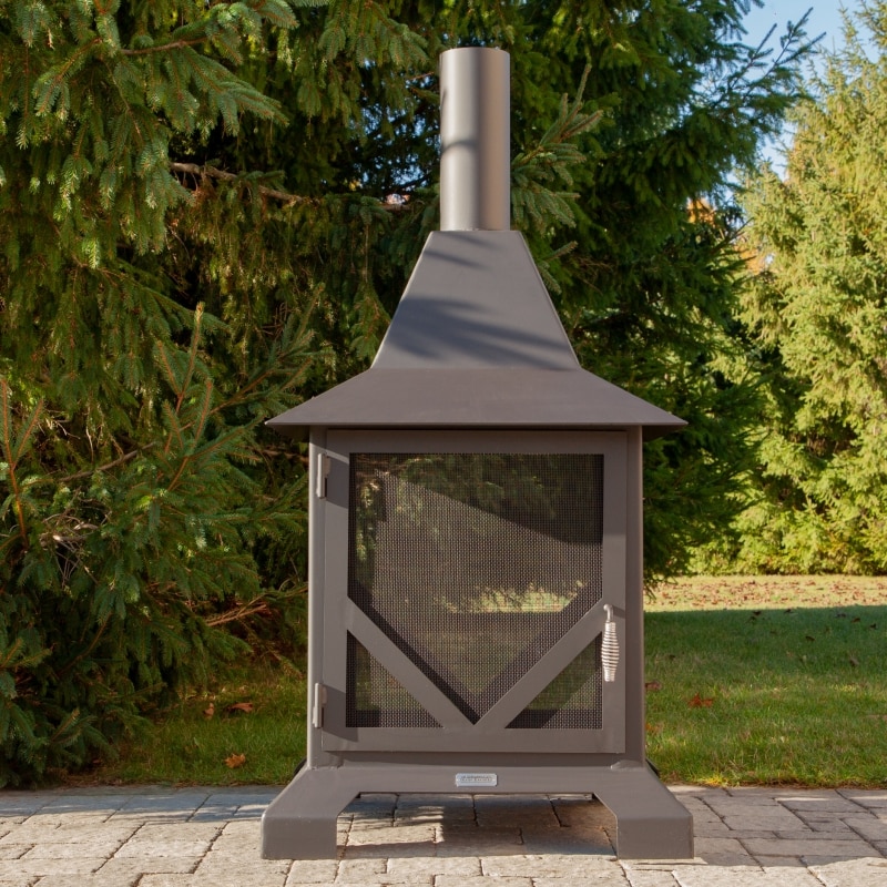 Iron Embers 4' Chiminea Fire Pit & Tarp Cover The Pen Centre