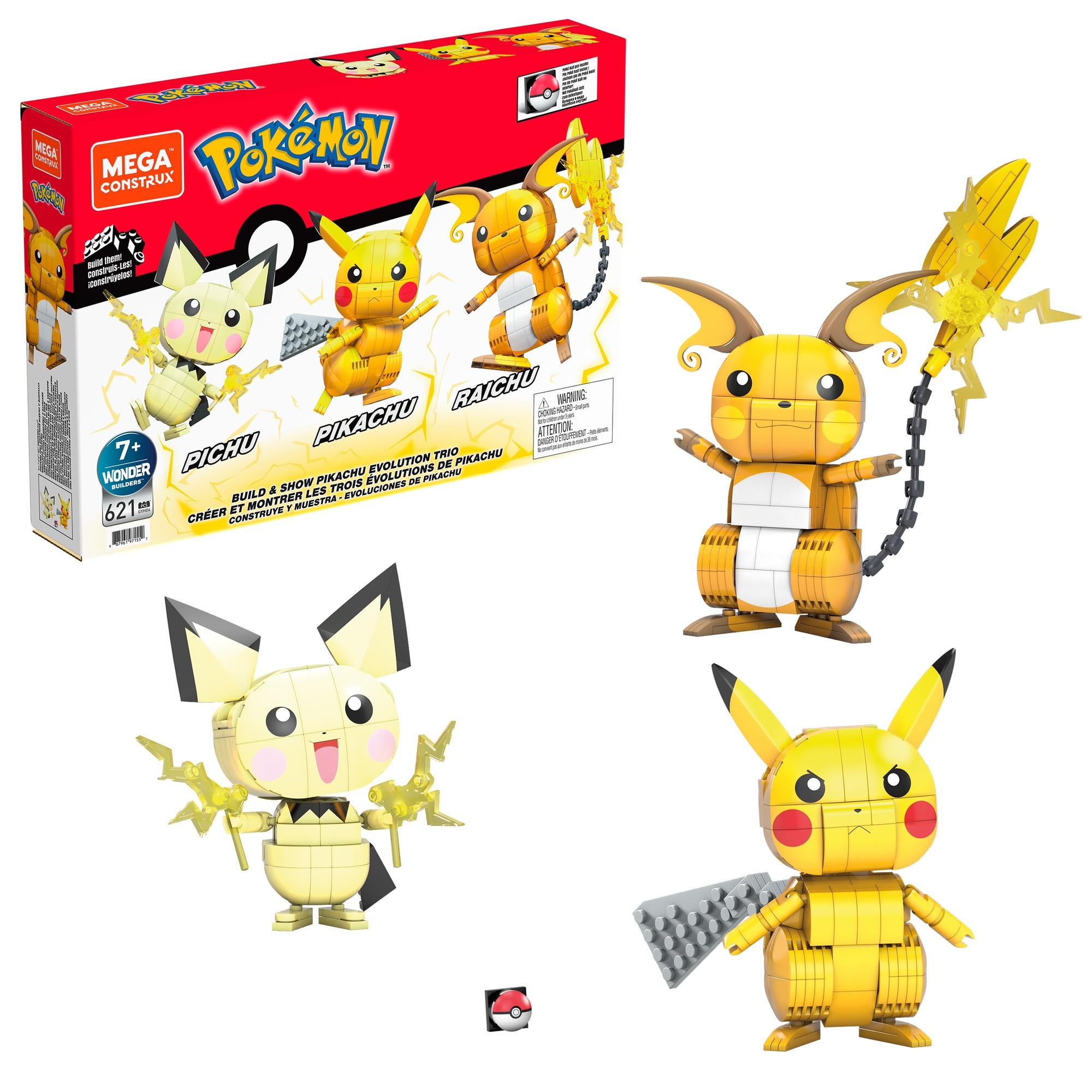 Mega Pokemon Building Kit, Kanto Region Trio With 3 Action Figures