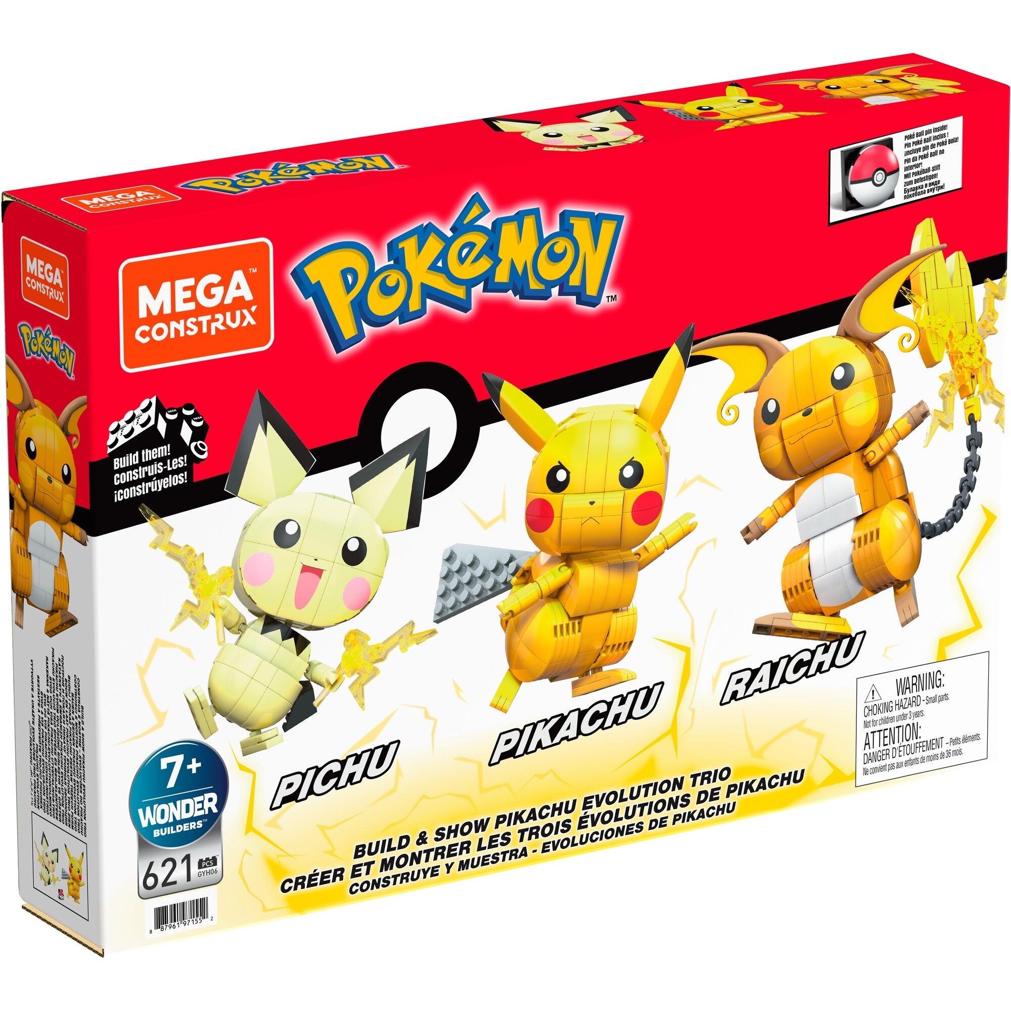 MEGA Pokemon Building Kit, Kanto Region Trio with 3 Action Figures