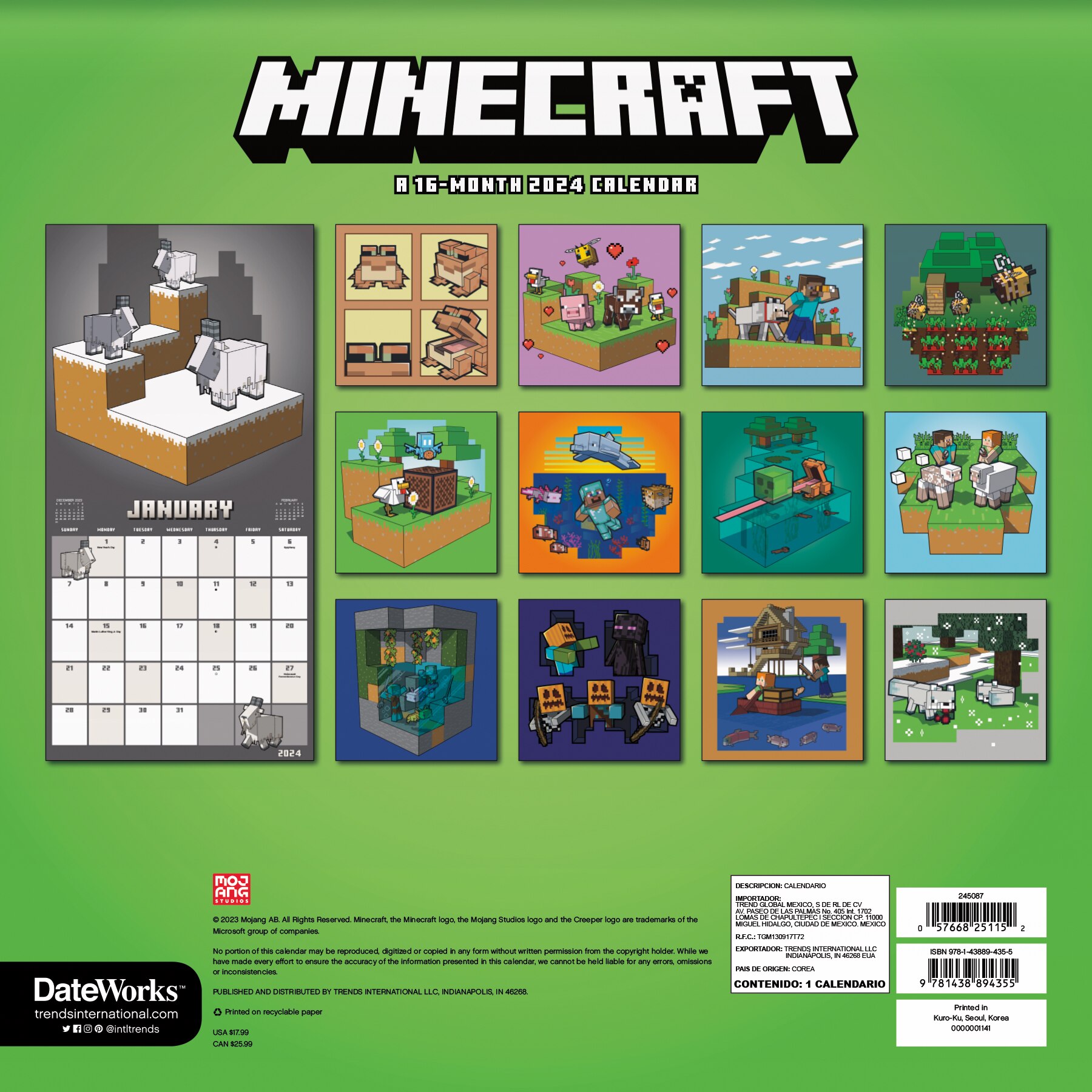 DateWorks 2024 Minecraft Wall Calendar