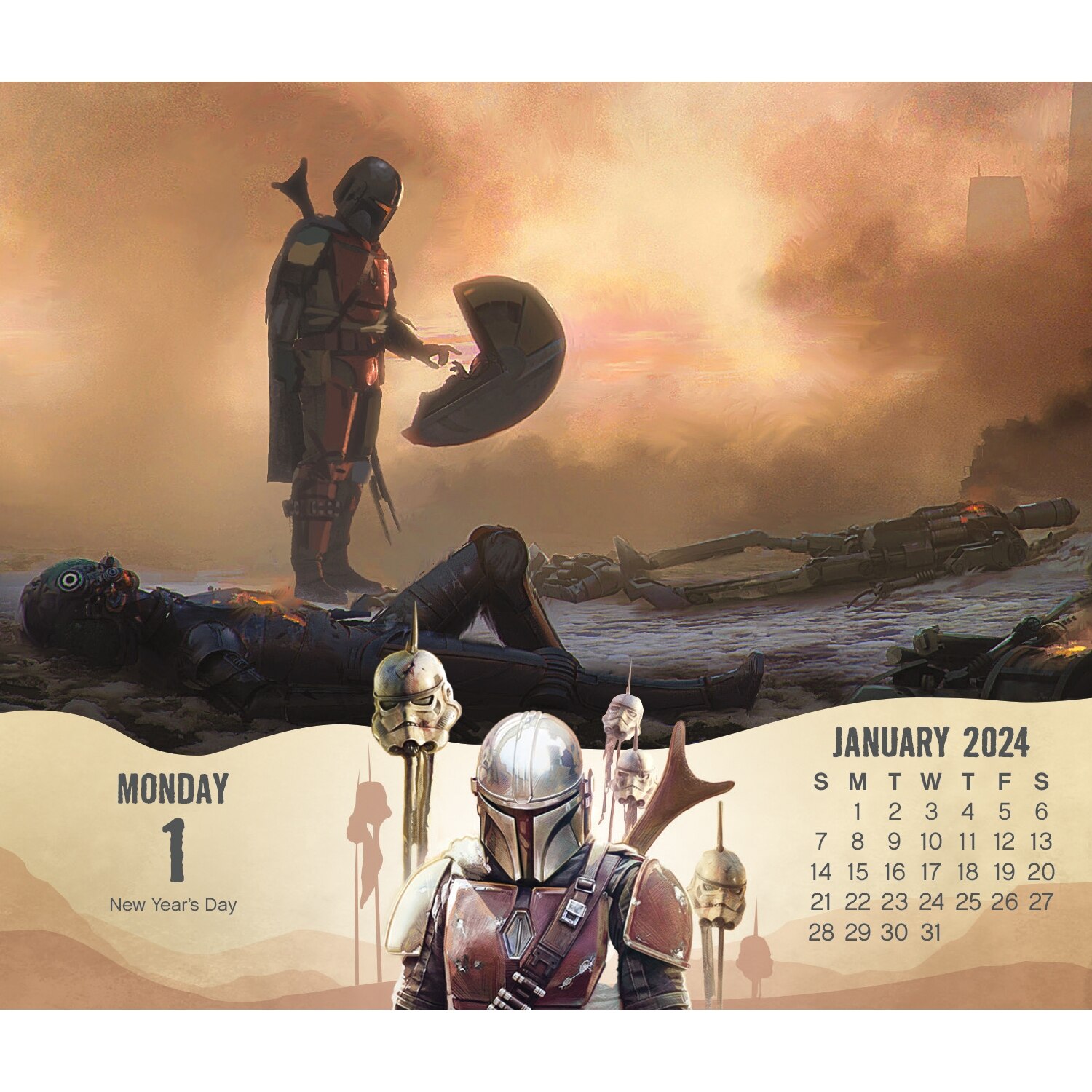DateWorks 2024 Mandalorian Desk Calendar in Vivid | Square One
