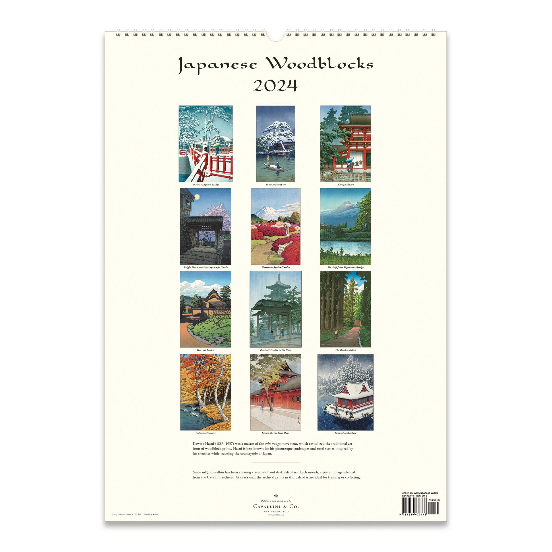Cavallini Papers & Co., Inc. 2024 Japanese Woodblock Wall Calendar
