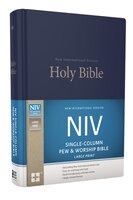 Niv, Single-column Pew And Worship Bible, Large Print, Hardcover, Blue