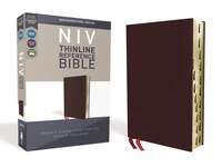Niv, Thinline Reference Bible, Bonded Leather, Burgundy, Red Letter, Thumb Indexed, Comfort Print