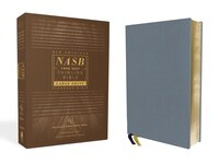 Nasb, Thinline Bible, Large Print, Genuine Leather, Buffalo, Blue, Red Letter, 1995 Text, Art Gilded Edges, Comfort Print