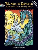 WIZARDS AND DRAGONS STAINED GLASS COLORING BOOK