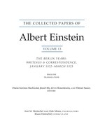 The Collected Papers of Albert Einstein, Volume 13: The Berlin Years: Writings & Correspondence, January 1922 - March 1923 (Englis