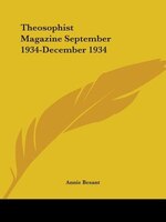 Theosophist Magazine September 1934-December 1934