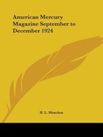 American Mercury Magazine September to December 1924