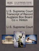U.s. Supreme Court Transcript Of Record Auglaize Box Board Co V. Hinton