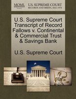 U.s. Supreme Court Transcript Of Record Fallows V. Continental & Commercial Trust & Savings Bank