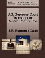 U.s. Supreme Court Transcript Of Record Rhett V. Poe