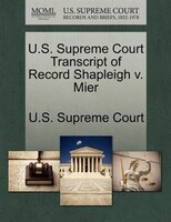 U.s. Supreme Court Transcript Of Record Shapleigh V. Mier