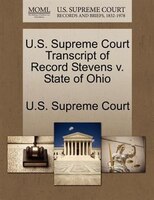 U.s. Supreme Court Transcript Of Record Stevens V. State Of Ohio