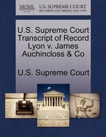 U.s. Supreme Court Transcript Of Record Lyon V. James Auchincloss & Co