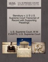 Stansbury V. U S U.s. Supreme Court Transcript Of Record With Supporting Pleadings