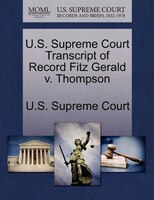 U.s. Supreme Court Transcript Of Record Fitz Gerald V. Thompson