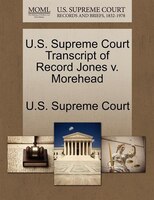 U.s. Supreme Court Transcript Of Record Jones V. Morehead
