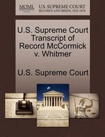 U.s. Supreme Court Transcript Of Record Mccormick V. Whitmer