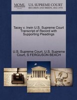 Tacey V. Irwin U.s. Supreme Court Transcript Of Record With Supporting Pleadings