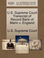U.s. Supreme Court Transcript Of Record Bank Of Marin V. England
