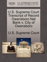 U.s. Supreme Court Transcript Of Record Owensboro Nat Bank V. City Of Owensboro