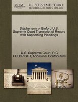 Stephenson V. Binford U.s. Supreme Court Transcript Of Record With Supporting Pleadings