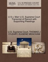 U S V. Marr U.s. Supreme Court Transcript Of Record With Supporting Pleadings
