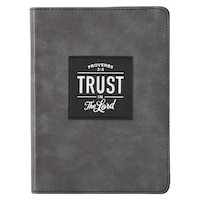 ISBN 9781642722819 product image for Trust in the Lord Proverbs 3:5 Bible Verse Gray Faux Leather Journal Handy-sized | upcitemdb.com