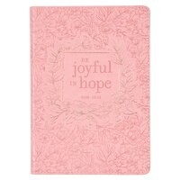 ISBN 9781642723724 product image for Classic Faux Leather Journal Joyful in Hope Romans 12:2 Pink Gold Floral Flexcov | upcitemdb.com