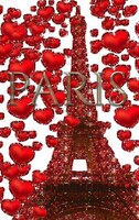 Paris Valentine's Glitter  Red  Hearts Eiffel Tower Creative  Blank Journal