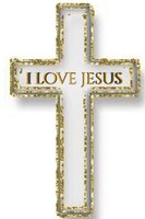 I Love Jesus  Gold Glitter Cross Blank Journal