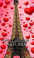 Sweet Sixteen Glitter    Paris  Eiffel Tower Red Hearts Themed  Blank Guest Book