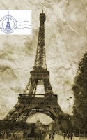 Eiffel Tower Vintage Cream Color Blank Page  Journal