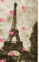 Paris Eiffel Tower  Pink Hearts Vintage Creative Blank  Page Journal