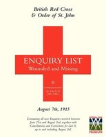 BRITISH RED CROSS AND ORDER OF ST JOHN ENQUIRY LIST FOR WOUNDED AND MISSING: AUGUST 7TH 1915