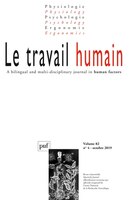 Travail humain 2019, vol. 82, no 04 [édition bilingue]