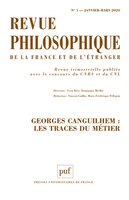 Revue philosophique 2020, no 01: Georges Canguilhem : les traces du métier