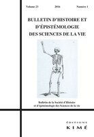 Bulletin d'histoire et d'épistémologie des sciences de la vie, v. 23, no 01